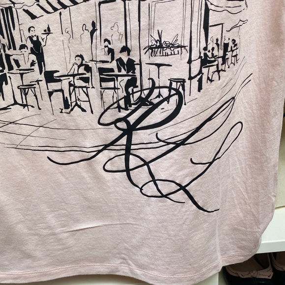Lauren Ralph Lauren Light Pink Graphic Tee - Paris Coffee Scene. XS. LIKE NEW! - Picture 4 of 6